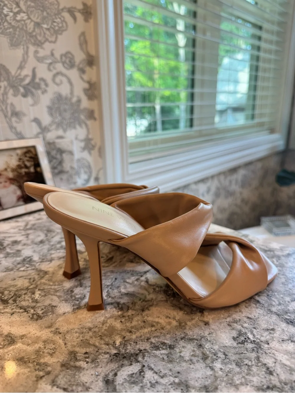 Nine West Women's Beige Twist Strap Slide Mules